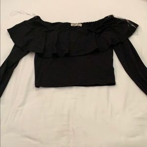 Black Long Sleeve Off The Shoulder Top